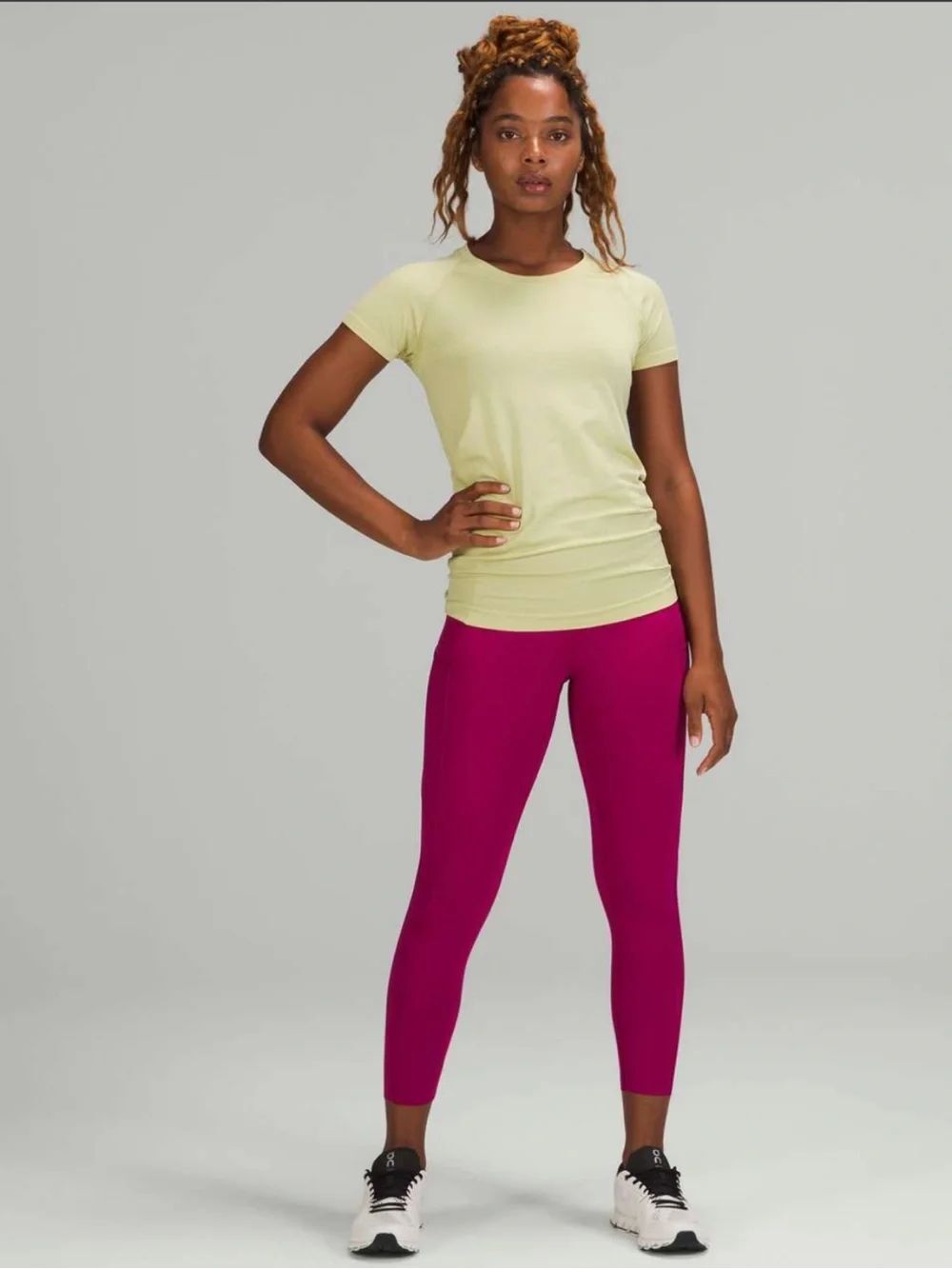 Lululemon Fast and Free High-Rise Crop II 23" Wild Berry Size 12 Raw Hem